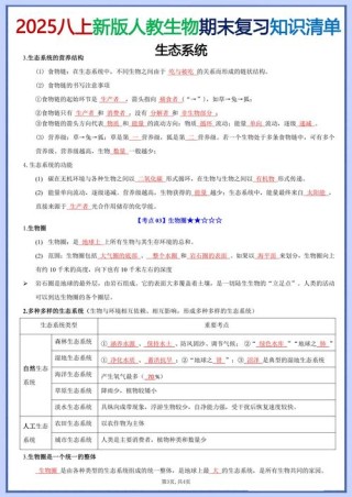 初中生物：复习背诵知识点，建议保存