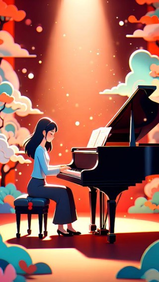AI美图 | 钢琴女孩独奏 唯美