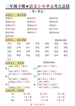 部编版三年级语文下册重难点汇总，给孩子们收藏