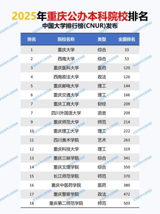 重庆市的大学排名榜（2026最新排名）