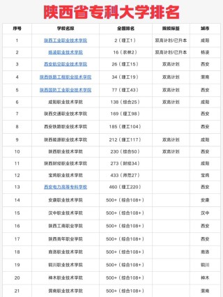 陕西实力最强的民办大专有哪些？附排名