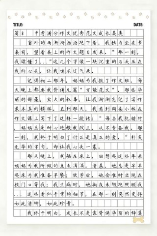 初中优秀作文：“成长”主题精选满分作文十篇