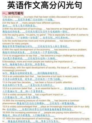 英语作文万能句子精选
