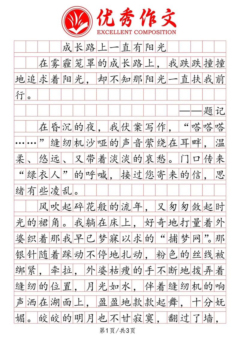 学生优秀作文《成长路上》写作指导及范文  第1张