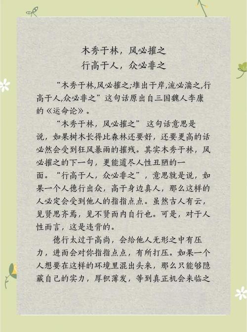 木秀于林,风必摧之,行高于人,众人必非之 第1张 木秀于林,风必摧之,行高于人,众人必非之 第1张