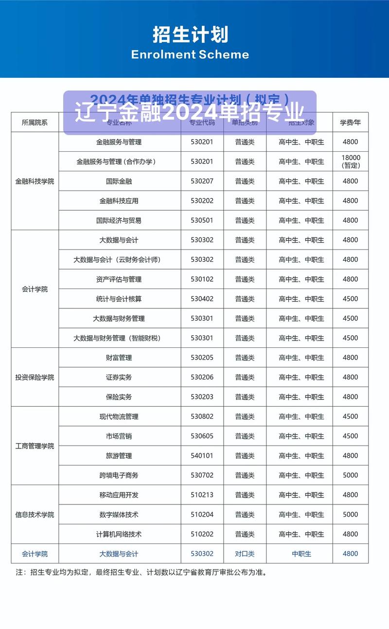 2025辽宁金融职业学院专科招生简章：计划招生人数、专业目录及学费  第1张