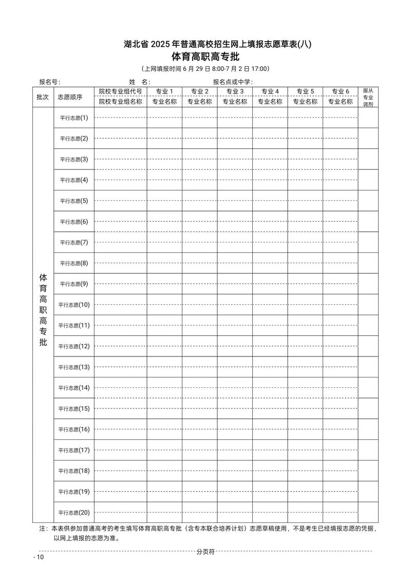 湖南高考志愿填报表格电子版2026模板（免费下载）  第1张