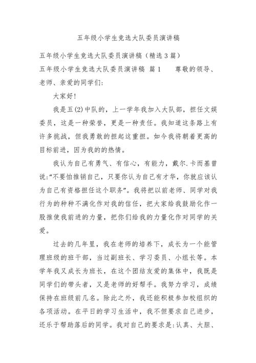 竞选大队委演讲稿——朵薇  第1张