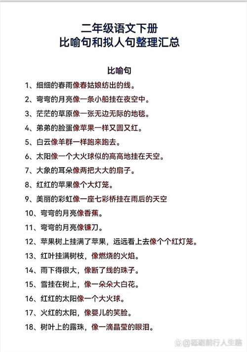 小学写作常用拟人、比喻、排比、夸张句汇总,期末复习必备 第1张 小学写作常用拟人、比喻、排比、夸张句汇总,期末复习必备 第1张